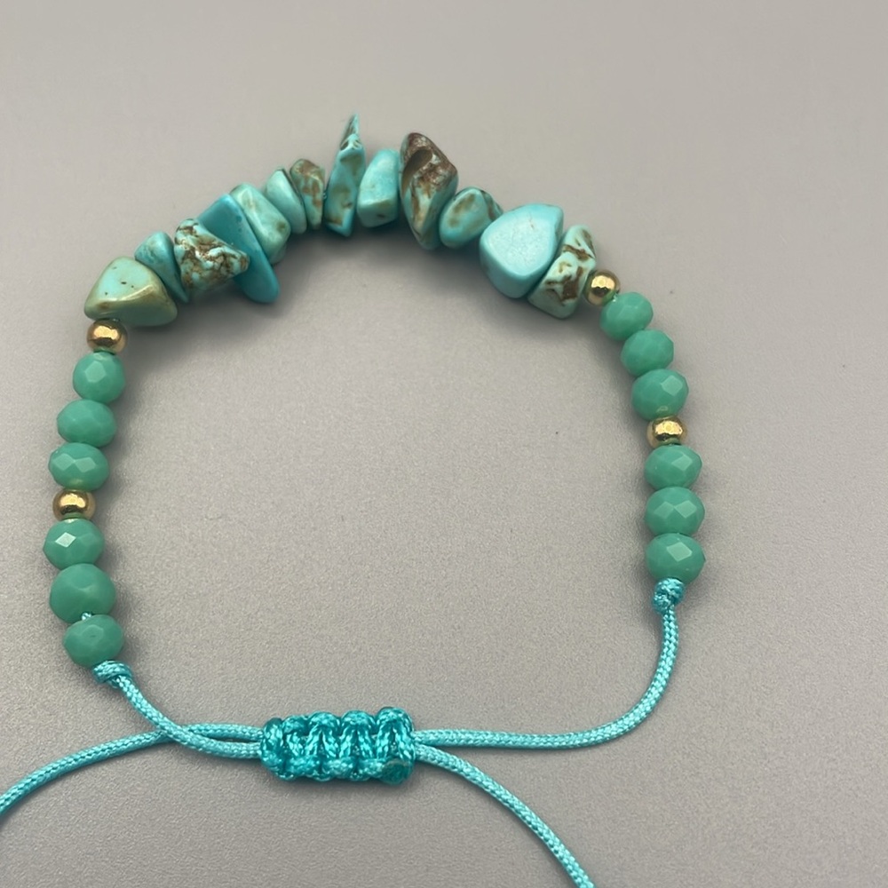 Turquoise Gemstone Bracelet with Gold Accents - Picture 6 of 6